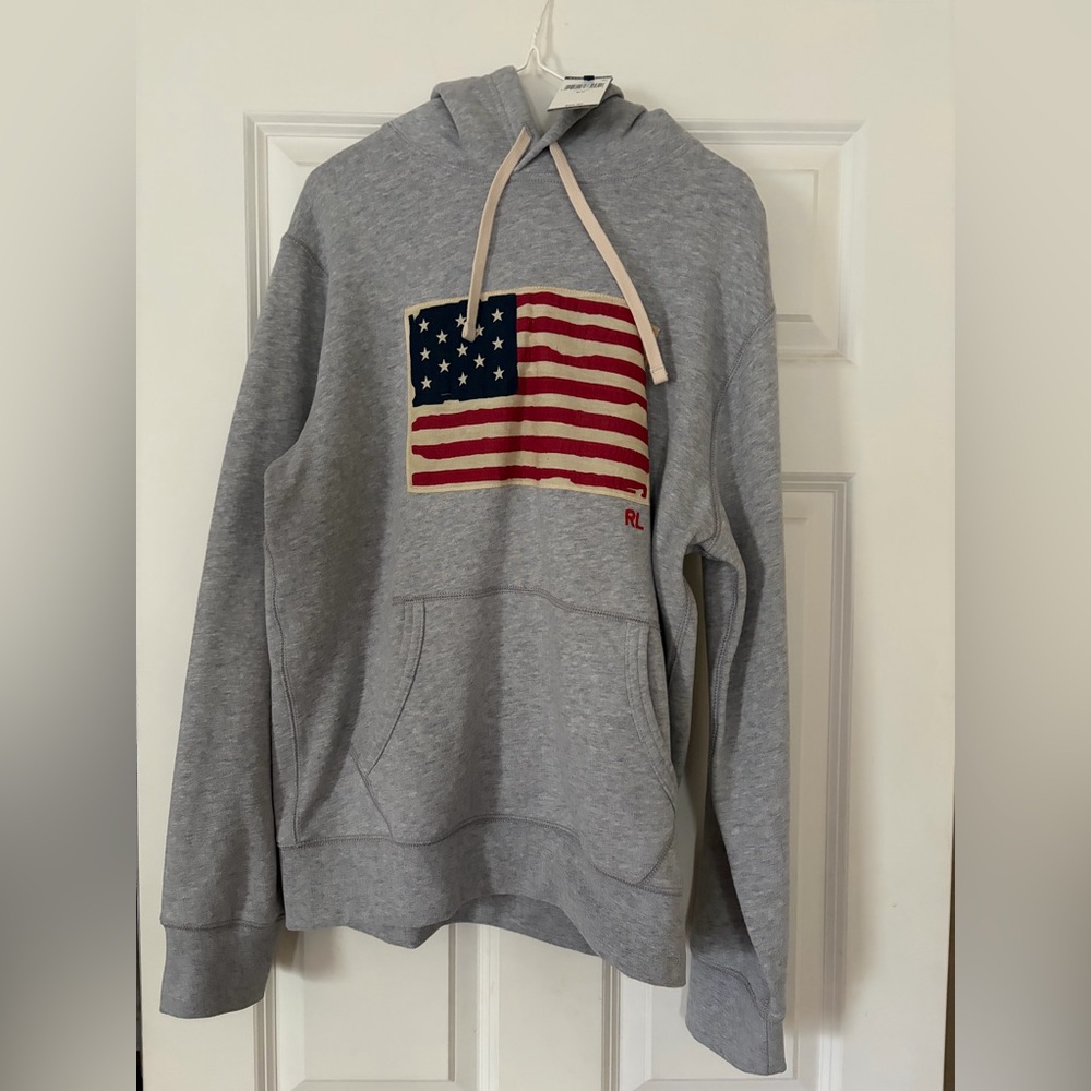 Polo by Ralph Lauren Gray Crewneck Hoodie with Flag Patch